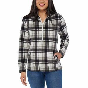 O'Neill  Half Zip Fleece Plaid Black and White Pullover Hoodie Size S